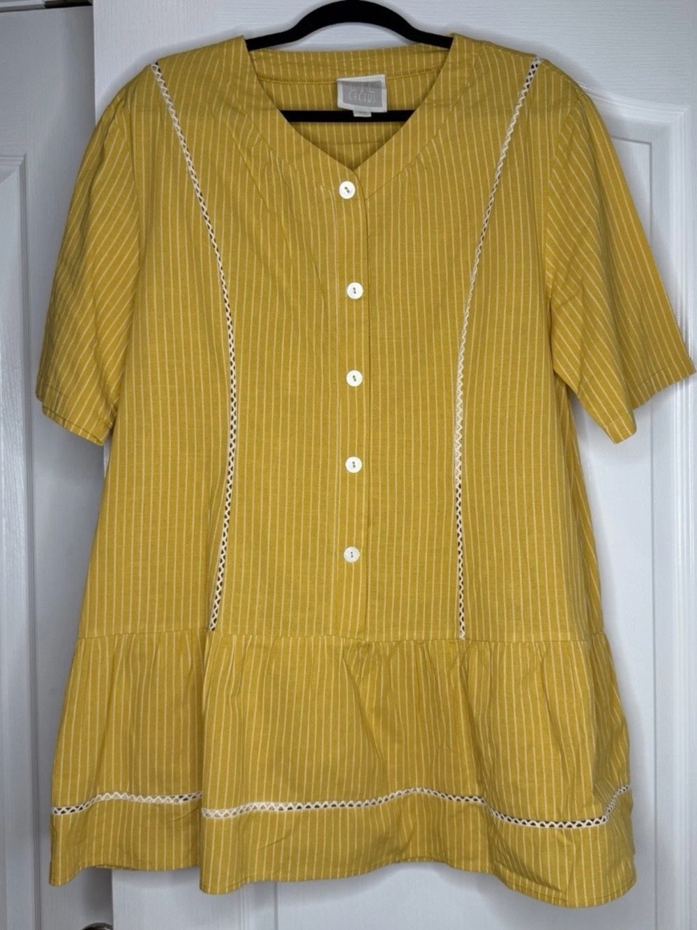 Lil Cactus Mustard Yellow Pinstriped Button Front dress